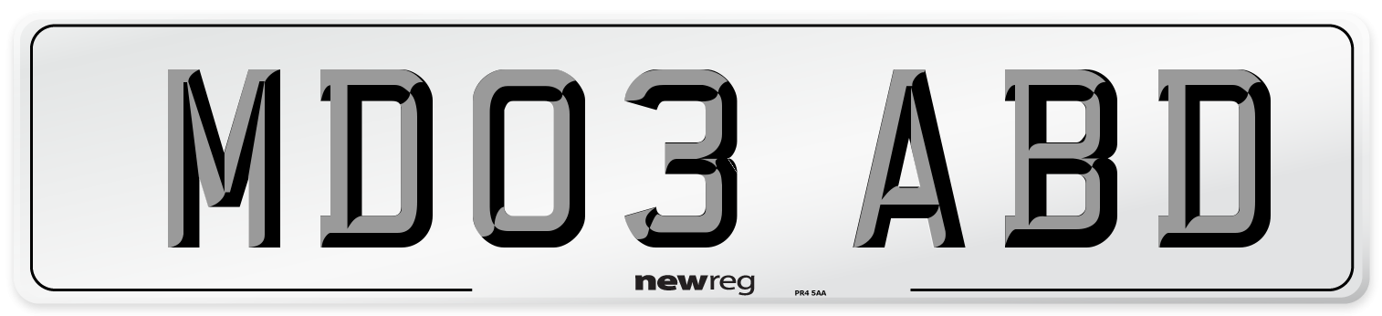 MD03 ABD Number Plate from New Reg
